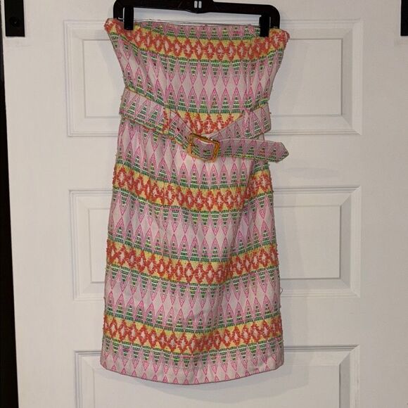 Milly of New York Embroidered Spring Strapless Dress - Picture 1 of 8